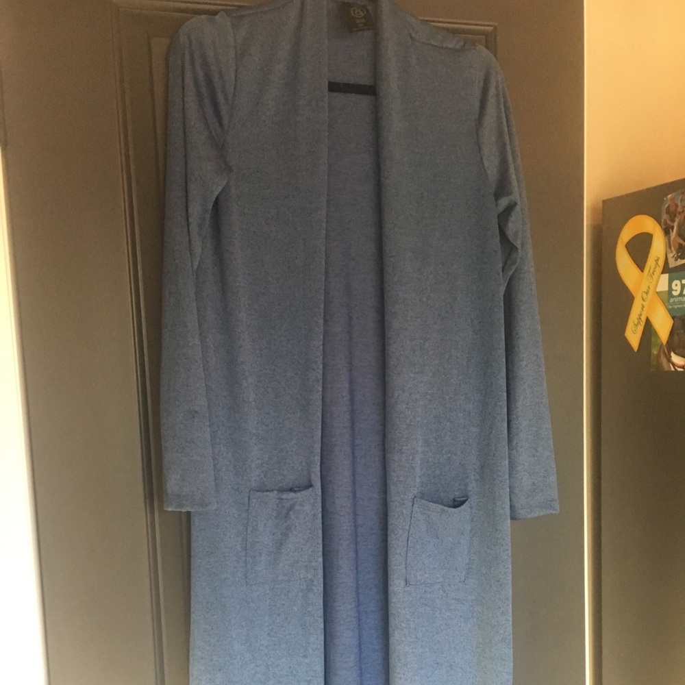 Agnes & Dora long duster with pockets, blue/gray